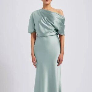 Amsale  Slouch Draped Bodice Gown - Color: Jade